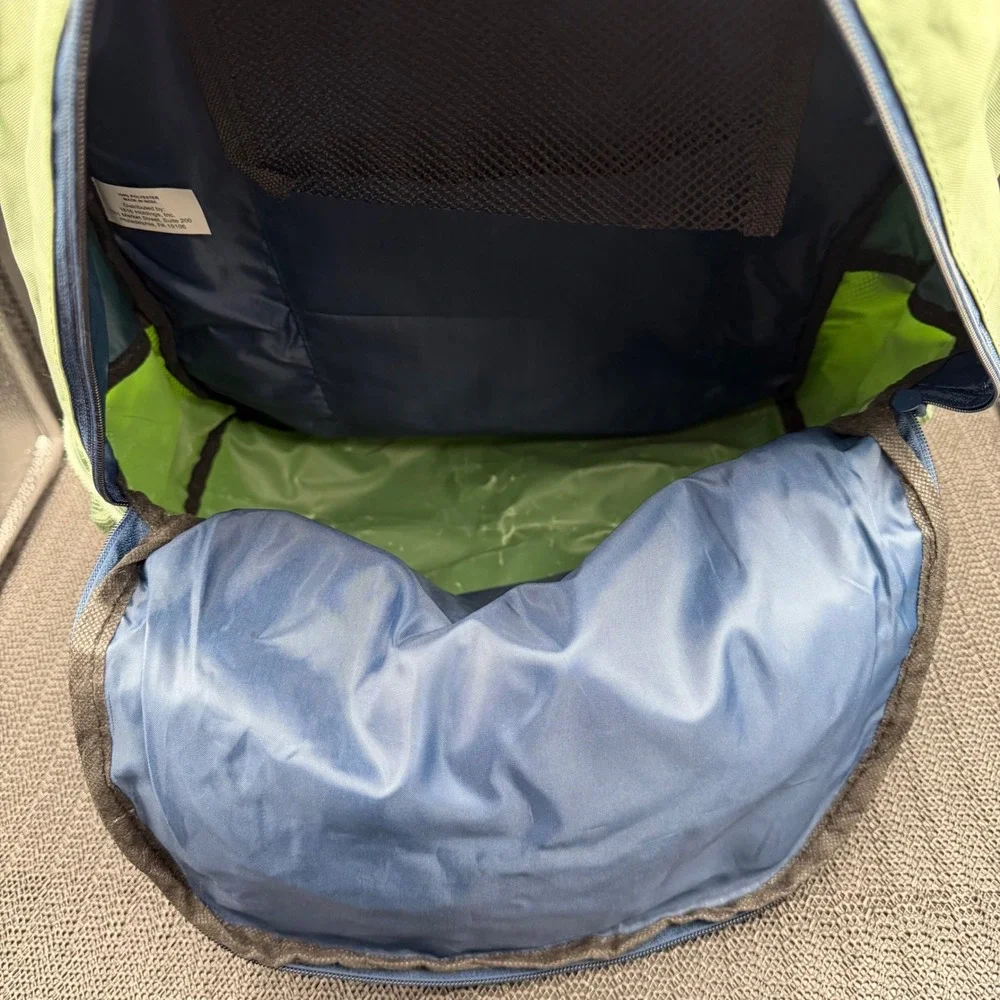 Metropack Backpack Sage Green Navy Blue School Travel Bag Bungee Front New Tag